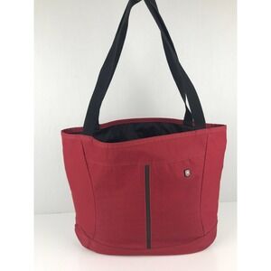 Victorinox Tote‎ Bag Women's Canvas Red w/ Black Trim Shoulder Bag 17x4x13
